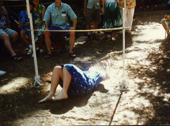 Tiki King's luau limbo lay down