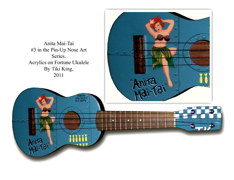Tiki King's pin-up art ukulele, Anita Mai-Tai