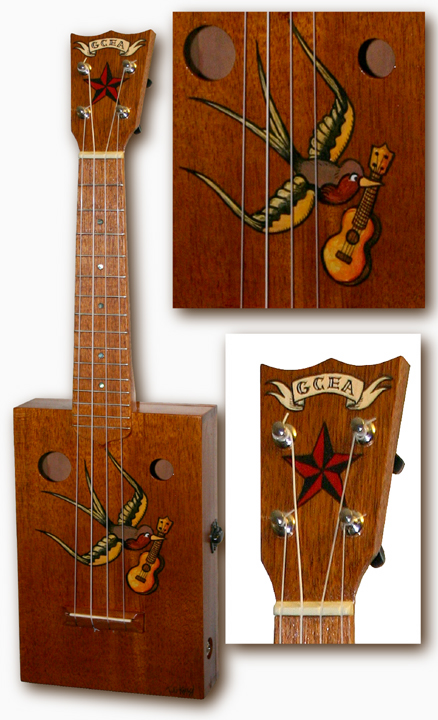 swallow tattoo cigarbox Ukulele