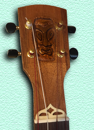 Tiki King Bloodwood concert Ukulele #1 headstock detail