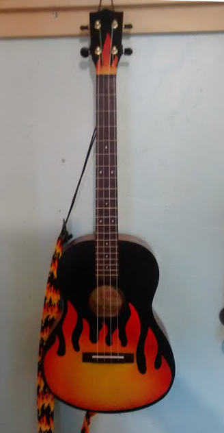 Tiki King customized Flames baritone Ukulele