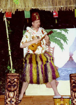 Tiki King on stage at the Luau