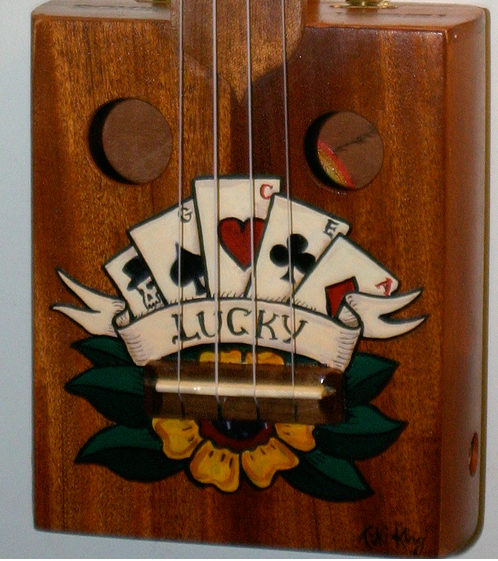 Tiki King custom lucky cigar box Ukulele detail