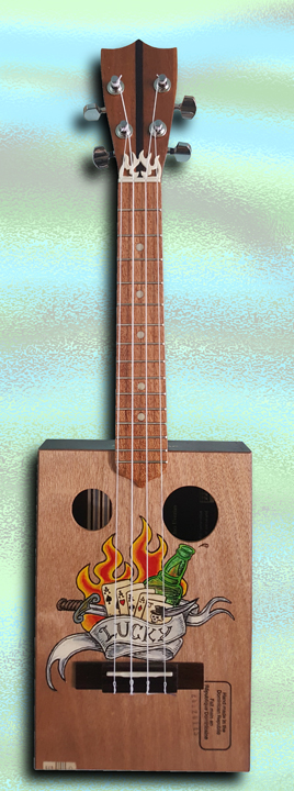 lucky tattoo cigarbox Ukulele 2