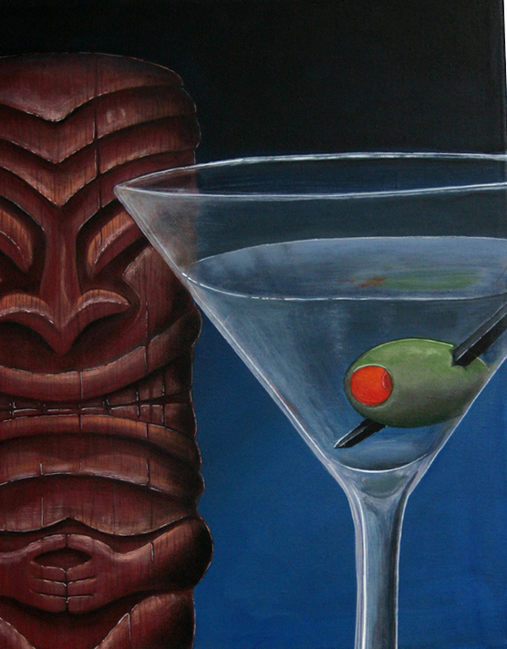 Martini with Tiki, a painting by Tiki King