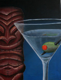 Martini with Tiki, a painting by Tiki King