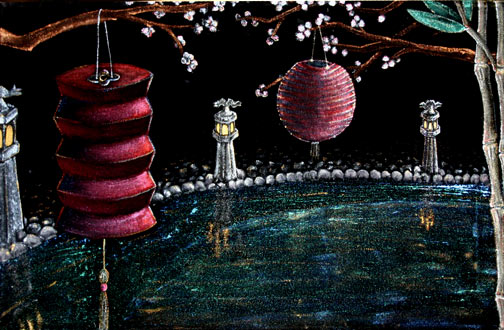 Night Garden, a painting by Tiki King