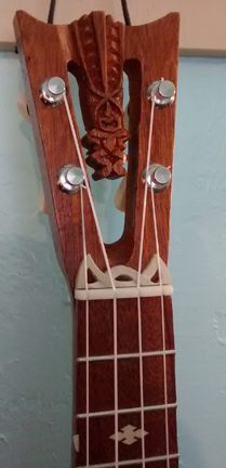 Tiki King Pineapple Cutaway Ukulele, #46 head Detail