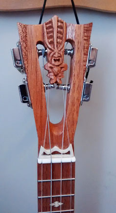 Red Patina Uke headstock by Tiki King, from: www.tikiking.com