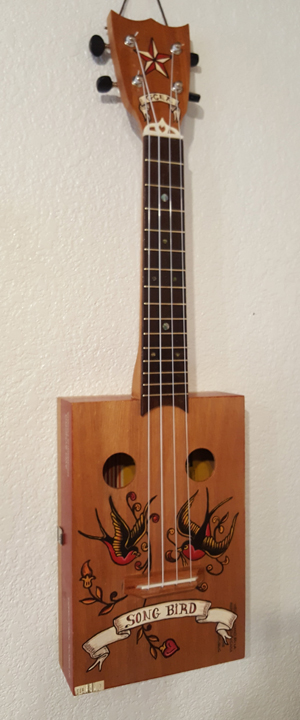 song bird tattoo cigarbox Ukulele