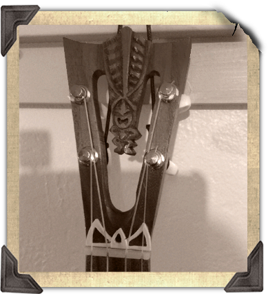 Steampunk Style Banjo Uke headstock by Tiki King, from: www.tikiking.com