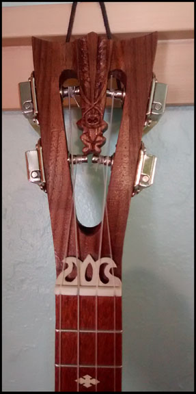 Tapa Banjo Uke headstock by Tiki King, from: www.tikiking.com