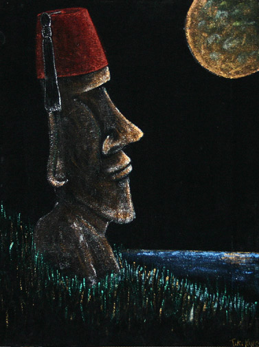 they wore hats, a painting by Tiki King