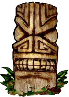 a Tiki King palm log carving