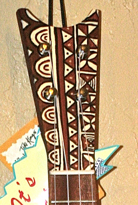 tapa design ukulele headstock by Tiki King