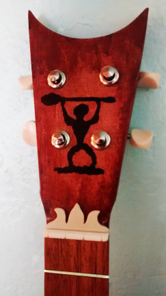 tapa design ukulele headstock on solid body tiki ukulele #4 by Tiki King