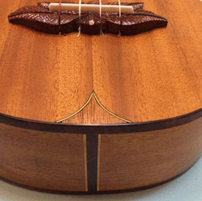 Tiki King Tenor Ukulele, tail detail, Built by Tiki King, 2016