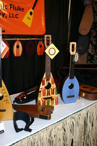 My New Designs at Fleamarket Music-Magic Fluke. The Mug Fluke. Rosewood fretboard, walnut neck, wood bridge. Tasty! NAMM Show January 17th-18th 2008 in Anaheim, CA.