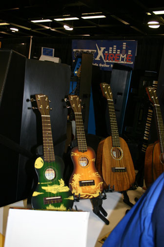 cool stenciled Ukes from Pono at the NAMM Show January 17th-18th 2008 in Anaheim, CA.