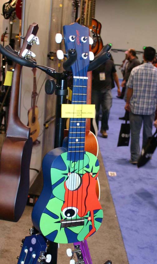 A Tree Frog design Ukulele from Stagg at the NAMM Show January 16th-19th 2008 in Anaheim, CA.