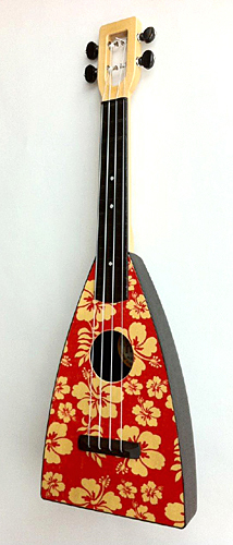 red aloha Fluke Ukulele by Tiki King