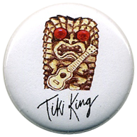 Ukulele Playing Tiki Button by Tiki King
